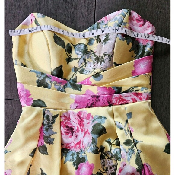 Yelloe Rose Floral Strapless Prom Dress Juniors 3/4 Retro HOCO Romantic Corset - Picture 7 of 8